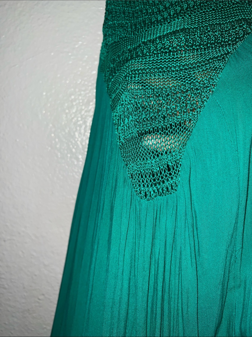 Free People Long Crochet Dress with Tiers in Emerald Combo short front Small - Picture 7 of 13